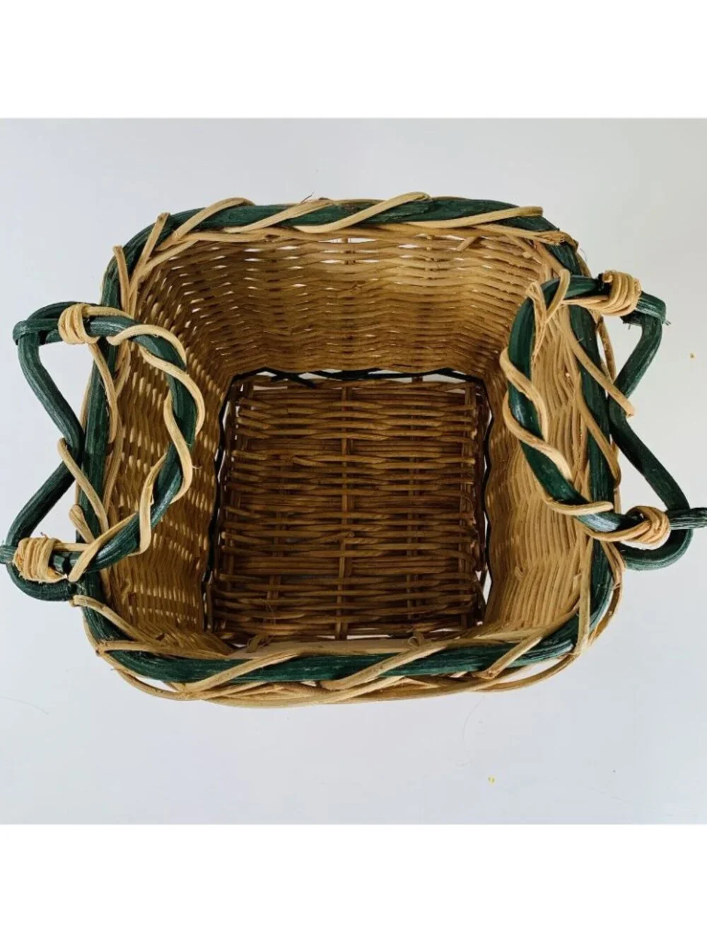 Vintage Autumn Greetings Wicker Basket Hand Painted Tile Cozy Harvest Decor